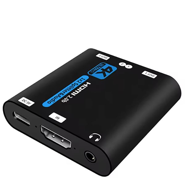 4K 60Hz対応 1：2 HDMIスプリッター 3.5mmステレオ出力付 HDCP2.2 RGB8：8：8 HDX-SP4K3