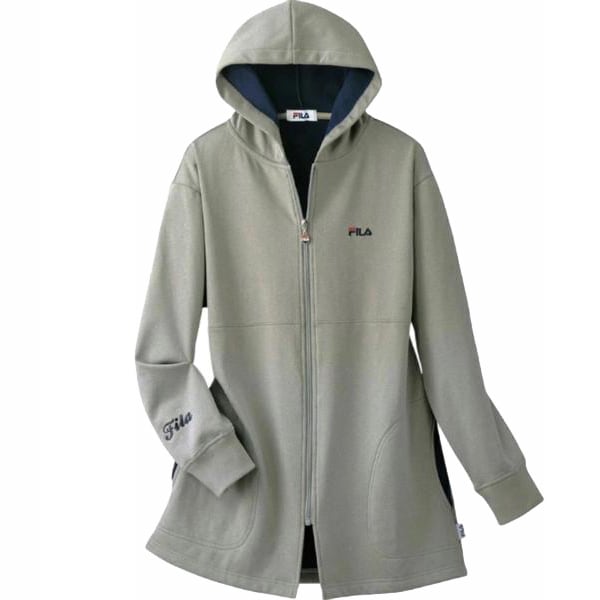 【FILA】防風ロング丈パーカー Mサイズ グレー fr961134 961134007