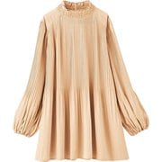 プリーツで細見え大人の上品ブラウス LLサイズ ブラック fr961644 961644006