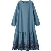 一枚で主役級！ティアード刺しゅうワンピース LLサイズ ブルーグレー fr961723 961723006