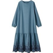 一枚で主役級!ティアード刺しゅうワンピース Mサイズ ブルーグレー fr961723 961723004