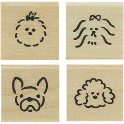 ＃手帳はんこ部 4個セット 犬のお顔 0409-026