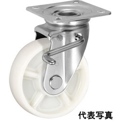 UKAI 中荷重用キャスター ストッパー付旋回（自在）金具 JBタイプ ナイロン 車輪径75mm PBJB-75