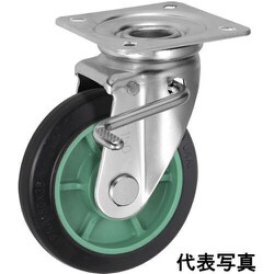 UKAI 中荷重用キャスター ストッパー付旋回（自在）金具 JBタイプ ゴム 車輪径75mm PNAJB-75