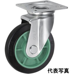 UKAI 中荷重用キャスター 旋回（自在）金具 Jタイプ ゴム 車輪径100mm PNJ-100