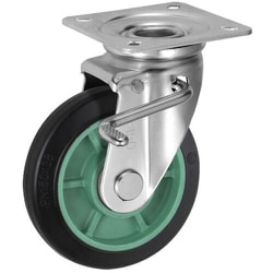 UKAI 中荷重用キャスター ストッパー付旋回（自在）金具 JBタイプ ゴム 車輪径150mm PNJB-150