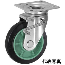 UKAI 中荷重用キャスター ストッパー付旋回（自在）金具 JBタイプ ゴム 車輪径75mm PNJB-75