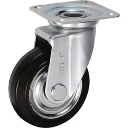 UKAI 中荷重用キャスター 旋回（自在）金具 Jタイプ ゴム 車輪径130mm SJ-130