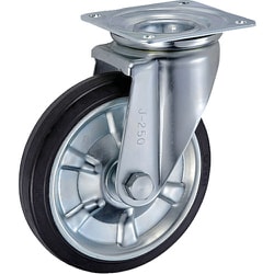 UKAI 中荷重用キャスター 旋回（自在）金具 Jタイプ ゴム 車輪径250mm SJ-250