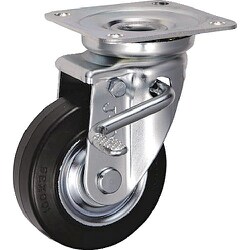 UKAI 中荷重用キャスター ストッパー付旋回（自在）金具 JBタイプ ゴム 車輪径100mm SJB-100