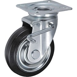 UKAI 中荷重用キャスター ストッパー付旋回（自在）金具 JBタイプ ゴム 車輪径150mm SJB-150