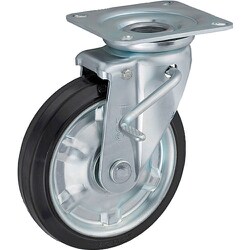 UKAI 中荷重用キャスター ストッパー付旋回（自在）金具 JBタイプ ゴム 車輪径200mm SJB-200