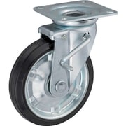 UKAI 中荷重用キャスター ストッパー付旋回(自在)金具 JBタイプ ゴム 車輪径200mm SJB-200