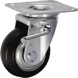 UKAI 中荷重用キャスター ストッパー付旋回（自在）金具 JBタイプ ゴム 車輪径75mm SJB-75