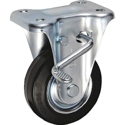 UKAI 中荷重用キャスター ストッパー付固定金具 KBZタイプ ゴム 車輪径100mm SKBZ-100