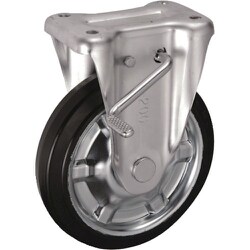 UKAI 中荷重用キャスター ストッパー付固定金具 KBZタイプ ゴム 車輪径200mm SKBZ-200