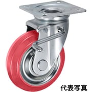 UKAI 中荷重用キャスター ストッパー付旋回(自在)金具 JBタイプ 赤ゴム 車輪径100mm SRJB-100