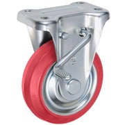 UKAI 中荷重用キャスター ストッパー付固定金具 KBZタイプ 赤ゴム 車輪径150mm SRKBZ-150