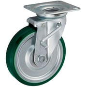 UKAI 中荷重用キャスター ストッパー付旋回(自在)金具 JBタイプ ウレタンゴム 車輪径200mm SUWJB-200