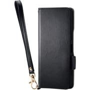 Xperia 1 VII（SO-51F）用 ケース レザー カバー 手帳型 マグネット フラップ 衝撃吸収 ワイヤレス充電可 スタンド機能付 ハンドストラップ付 ブラック PM-X251PLFY4BK