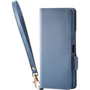 Xperia 1 VII（SO-51F）用 ケース レザー カバー 手帳型 マグネット フラップ 衝撃吸収 ワイヤレス充電可 スタンド機能付 ハンドストラップ付 ネイビー PM-X251PLFY4NV