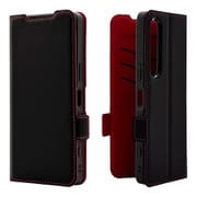 Xperia 1 VII 手帳型ケース 薄型 カード入れ スタンド機能 衝撃吸収 シンプル サイドマグネット BK RD 8786XP17BSMBKR