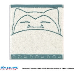 ポケットモンスター ポケモンのきもち 25cm×25cm ダークグリーン タオルハンカチ カビゴン 69-0100080