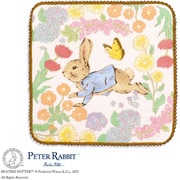 52-0150080 [ピーターラビット お花とピーター 25cm×25cm ベージュ タオルハンカチ]