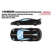 EML026H 1/18 Lamborghini Aventador SVJ 2018 （Nireo wheel） マットダークグレー/イタリアンストライプ [レジンキャストミニカー]
