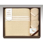 CPM18100BE [国産さらさらタオルケット＆スリムバスタオル＆フェイスタオル 泉州産 ベージュ]