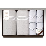 CPM18200GY [国産さらさらタオルケット2P＆スリムバスタオル2P＆フェイスタオル2P 泉州産 グレー]