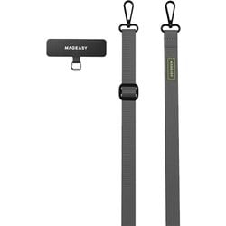 スマホ ショルダー 首掛け 肩掛け 斜めがけ 太め ストラップホルダー 付 スマホショルダー ストラップ Strap with Strap Card （20mm） ストライプグレー ME_SPASRFBS4_GY