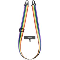 対応 スマホ ショルダー 首掛け 肩掛け 斜めがけ 太め ストラップホルダー 付 スマホショルダー ストラップ Strap with Strap Card （25mm） レインボー ME_SPASRFBS3_RW