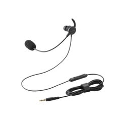 ヘッドセット 片耳 有線 3.5mm 接続 カナル型 マイク付き 高音質 音量調整 ミュート機能 【Windows Mac Chrome LINE ZOOM Meet Teams Webex 対応】 ブラック HS-EP21MTBK