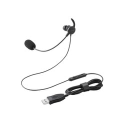 ヘッドセット 片耳 有線 USB 接続 カナル型 マイク付き 高音質 音量調整 ミュート機能 【Windows Mac Chrome LINE ZOOM Meet Teams Webex 対応】 ブラック HS-EP21MUBK