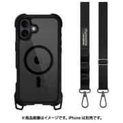 iPhone 16 Plus 対応 ケース ショルダー ストラップ 付き クリア MagSafe 対応 耐衝撃 MIL規格 マグセーフ スマホケース Odyssey +Strap M レザーブラック ME_IPBCSPTO3_LB
