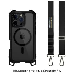 iPhone 16 Pro 対応 ケース ショルダー ストラップ 付き クリア MagSafe 対応 耐衝撃 MIL規格 マグセーフ スマホケース Odyssey +Strap M レザーブラック ME_IPRCSPTO3_LB