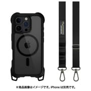 iPhone 16 Pro 対応 ケース ショルダー ストラップ 付き クリア MagSafe 対応 耐衝撃 MIL規格 マグセーフ スマホケース Odyssey +Strap M レザーブラック ME_IPRCSPTO3_LB