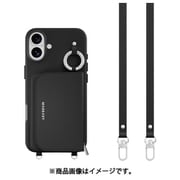 iPhone 16 Plus 対応 ケース MagSafe 対応 ショルダー ストラップ 付き カード 収納 レザー スマホケース カードケース ポーチ付き 財布 スマホカバー Pouch M ブラック ME_IPBCSPLPM_BK
