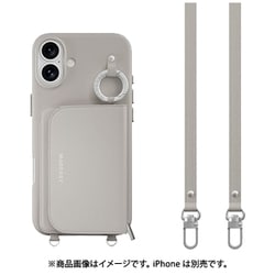 iPhone 16 Plus 対応 ケース MagSafe 対応 ショルダー ストラップ 付き カード 収納 レザー スマホケース カードケース ポーチ付き 財布 スマホカバー Pouch M スターライト ME_IPBCSPLPM_SL
