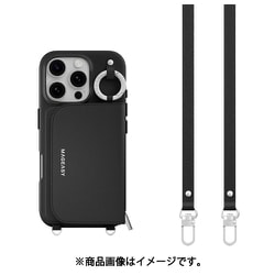 iPhone 16 Pro 対応 ケース MagSafe 対応 ショルダー ストラップ 付き カード 収納 レザー スマホケース カードケース ポーチ付き 財布 スマホカバー Pouch M ブラック ME_IPRCSPLPM_BK