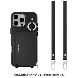 iPhone 16 Pro Max 対応 ケース MagSafe 対応 ショルダー ストラップ 付き カード 収納 レザー スマホケース カードケース ポーチ付き 財布 スマホカバー Pouch M ブラック ME_IPGCSPLPM_BK