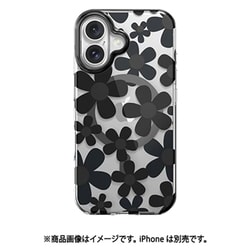 iPhone 16 Plus 対応 ケース 花柄 クリア オシャレ 可愛い MagSafe 対応 耐衝撃 スマホケース 花 かわいい マグセーフ スマホカバー Fleur M ブラック SE_IPBCSPTFU_BK