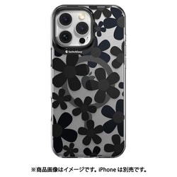 iPhone 16 Pro Max 対応 ケース 花柄 クリア オシャレ 可愛い MagSafe 対応 耐衝撃 スマホケース 花 かわいい マグセーフ スマホカバー Fleur M ブラック SE_IPGCSPTFU_BK