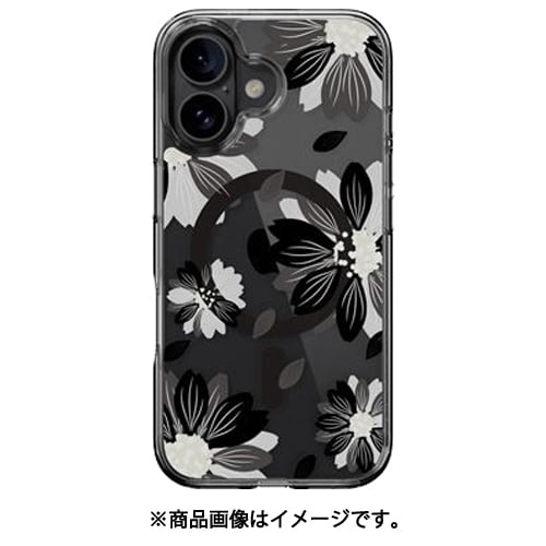 iPhone 16 対応 ケース MagSafe 対応 クリア オシャレ イラスト アート 柄 耐衝撃 スマホケース おしゃれ マグセーフ スマホカバー Style M ブラックフラワー SE_IPNCSPTTM_BF
