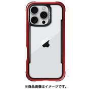 iPhone 16 Pro 対応 ケース クリア 耐衝撃 米軍MIL規格 スマホケース 薄型 アルミ フレーム 透明 スマホカバー Shield レッド RT_IPRCSAPSH_RD