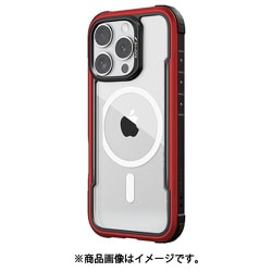 iPhone 16 Pro Max 対応 ケース クリア MagSafe 対応 耐衝撃 米軍 MIL規格 スマホケース アルミ フレーム Shield MagSafe レッド RT_IPGCSAPSA_RD
