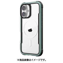 iPhone 16 対応 ケース クリア MagSafe 対応 耐衝撃 米軍 MIL規格 スマホケース アルミ フレーム Shield MagSafe グリーン RT_IPNCSAPSA_GN