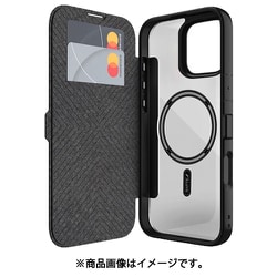 iPhone 16 Pro 対応 ケース マグセーフ 対応 手帳型 耐衝撃 クリア カバー 背面 レザー カード 収納 手帳型ケース Urban Folio MagSafe ブラック RT_IPRCSPLUM_BK