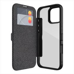 iPhone 16 Pro 対応 ケース 手帳型 カード 収納 耐衝撃 クリア 背面 レザー カード 収納 手帳型ケース Urban Folio ブラック RT_IPRCSPLUF_BK